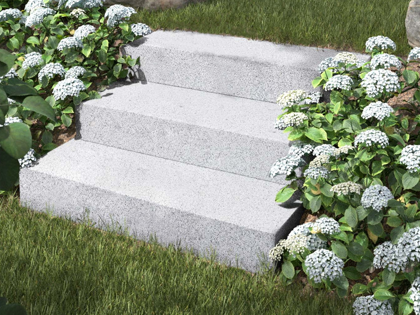 Zilveren Classico granieten muurblokken trap met tuin
