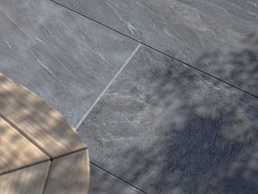 Kwartsiet Monro Dark terrasplaat met tafelrand