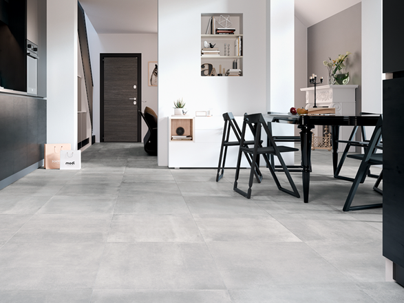 Keuken met betonlook tegels van Pure Clay
