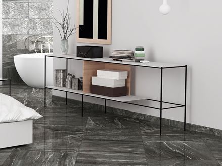 Badkamer met Dolomit Black tegels in granietlook