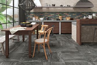 Keuken met Dolomit Black tegels in granietlook